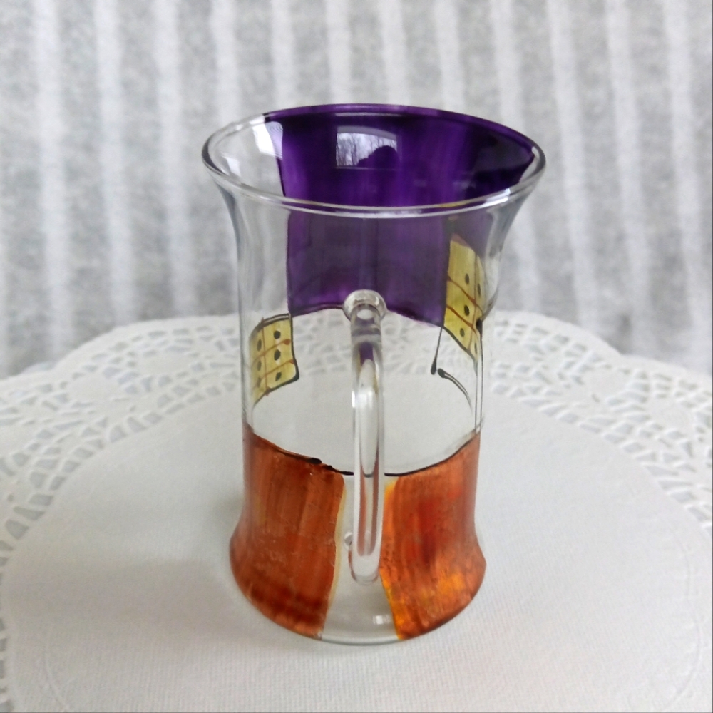 Vintage 4x Irish Coffee Glass Tumblers Hand-Painted Purple & Metallic Gold - Picture 9 of 17